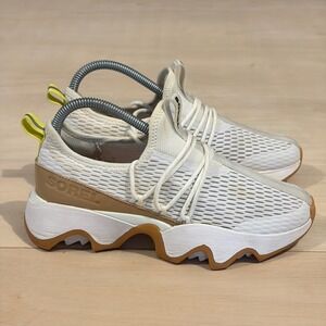 Sorel Kinetic Impact II Lace Sneakers Womens 7 White Tan NL4953-125 Chunky Mesh